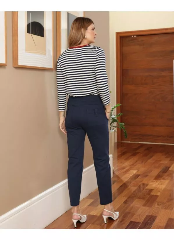 Calça Paola Feminina Malha Estruturada Azul 3