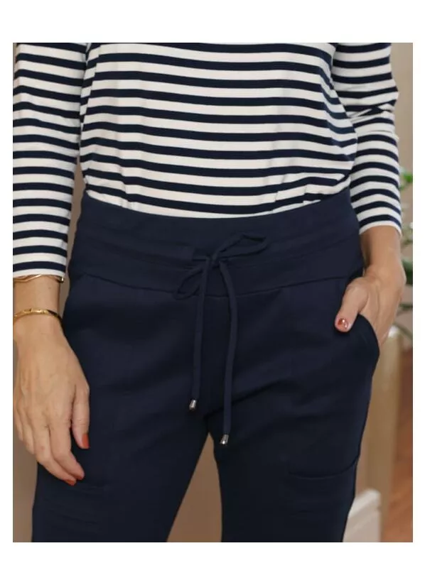 Calça Paola Feminina Malha Estruturada Azul 2