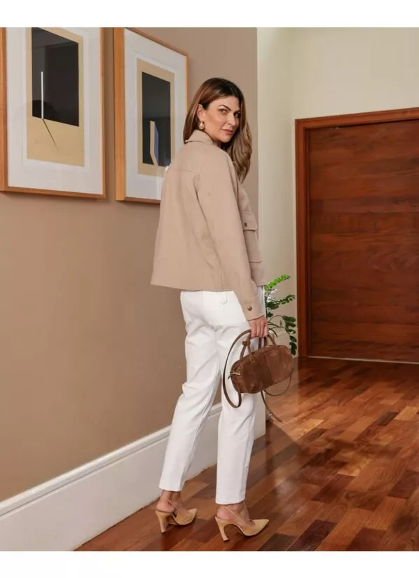 Calça Paola Feminina Malha Estruturada Off White 2