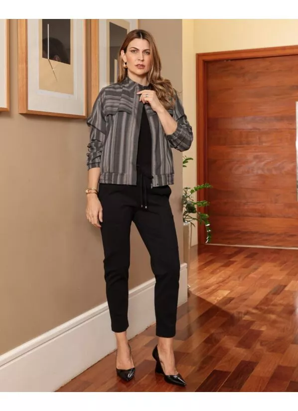 Calça Paola Feminina Malha Estruturada Preta 2