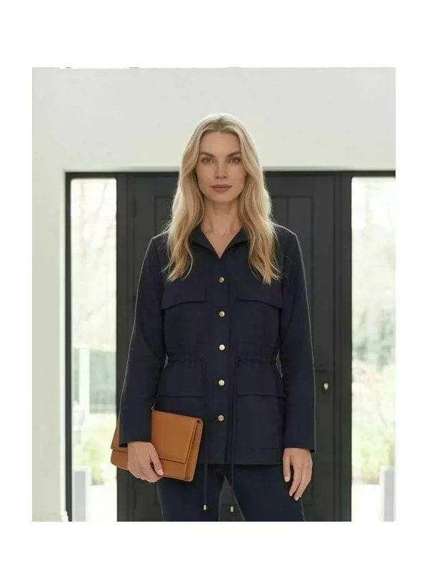Parka Aline Feminina em Linho  Marinho 1